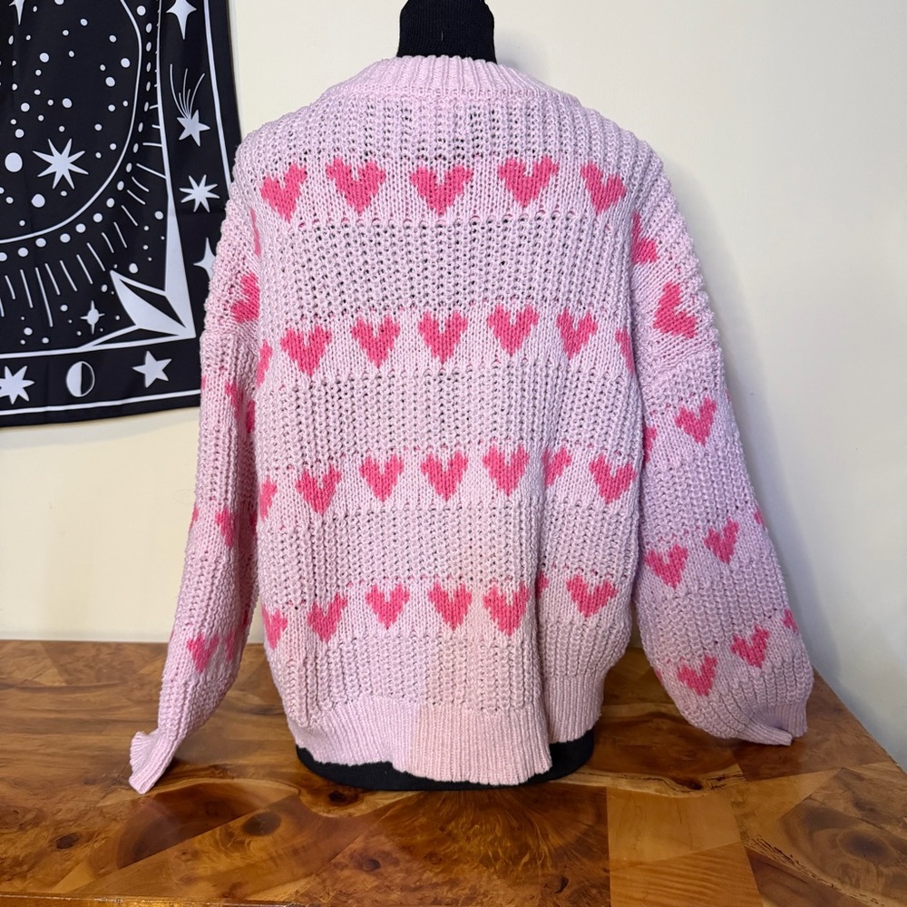 Major Label Group XL Pink Heart Oversized Sweater Knit - Picture 4 of 10